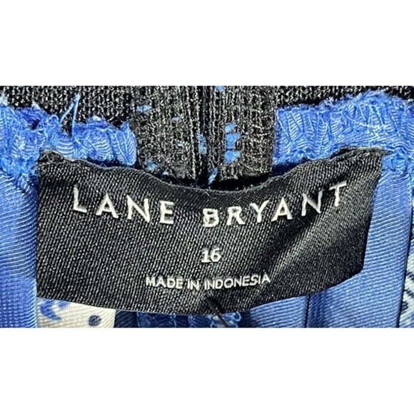 Lane Bryant Womens Pleated Midi Skirt Size 16 Blue & White Floral Print Elastic - Picture 3 of 7